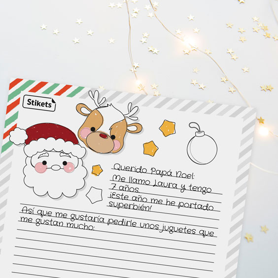 Carta de Papá Noel para colorear y escribir