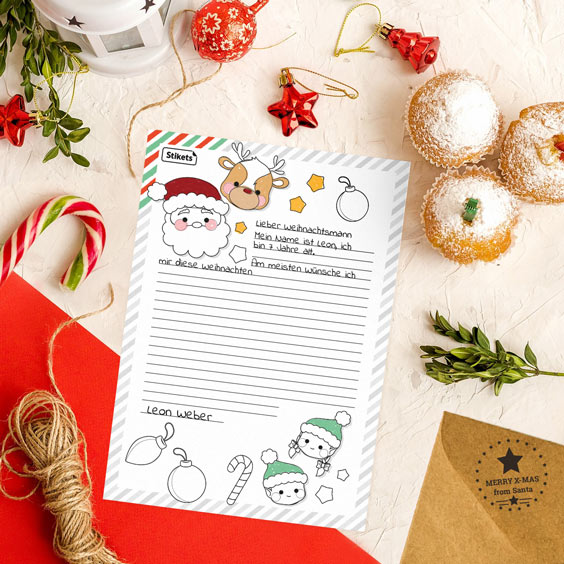 Coloring Letter to Santa Claus with Writing Lines