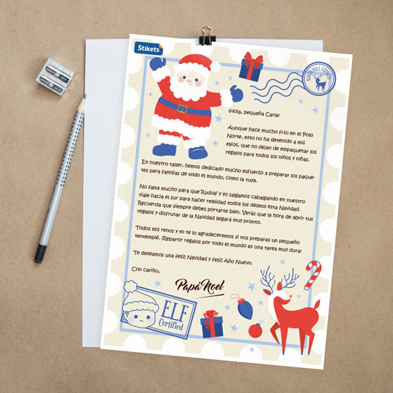 Carta con personajes navideños