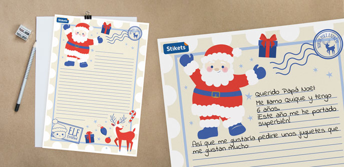 Carta postal de Papá Noel para escribir