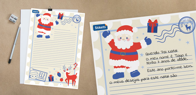 Carta postal para o Pai Natal para escrever