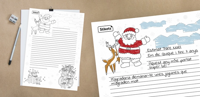 Carta del Pare Noel i els seus elfs per escriure i pintar