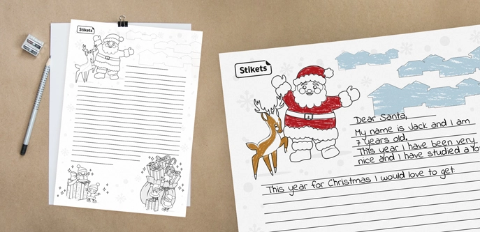 Letter from Santa Claus and his elves to write and color