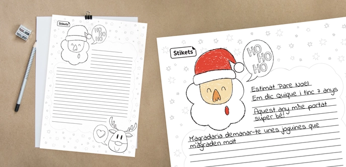 Carta del Pare Noel i Rudolf per escriure i pintar