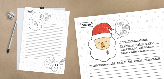 lettera di Babbo Natale e Rudolph da scrivere e colorare