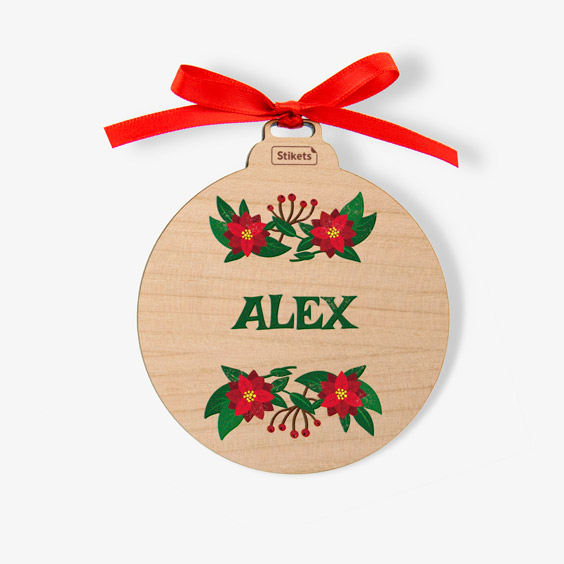 Bolas de Navidad personalizadas de madera en colores