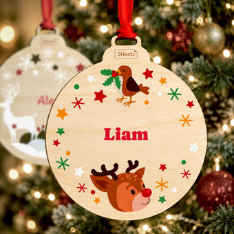 Personalized Colorful Wooden Christmas Ornament