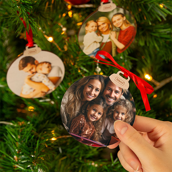 Ornament de Crăciun din lemn personalizat cu fotografie