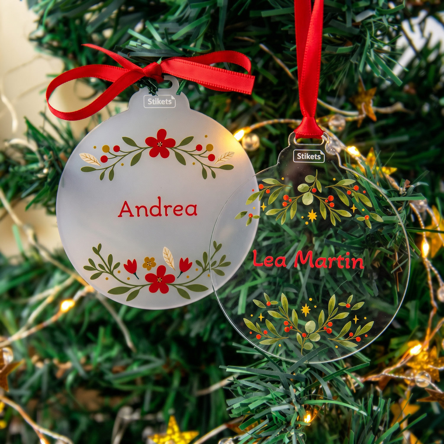 Bolas de Navidad personalizadas de metacrilato en colores