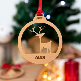 Bola de Navidad personalizada de madera con formas