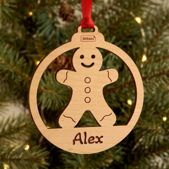 Personalised Carved Wood Christmas Baubles