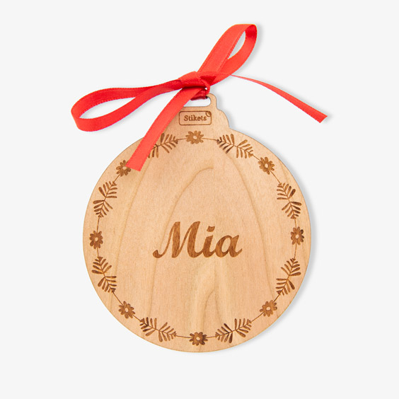 Bola de Nadal personalitzada de fusta gravada