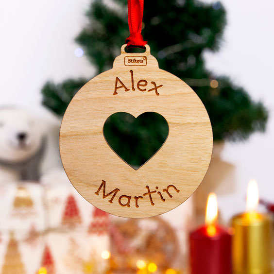 Bolas de Navidad personalizadas de madera con icono