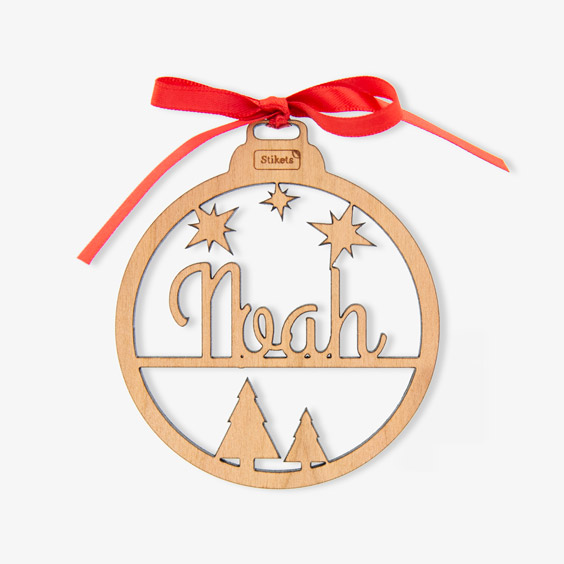 Personalised Christmas Ornament with Name and Silhouettes