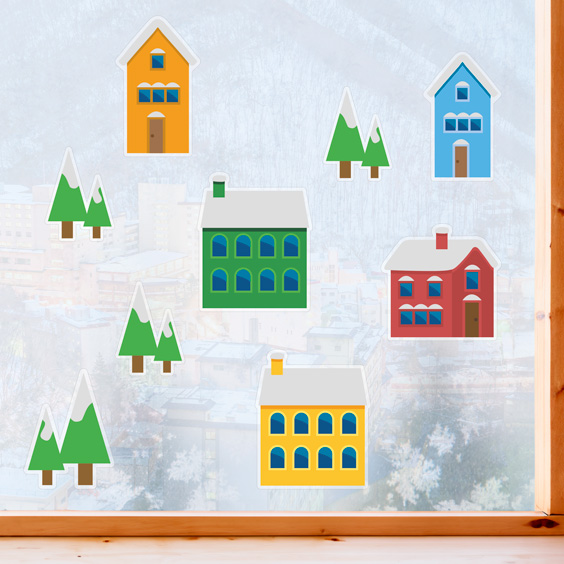 Winter Village Window Decals