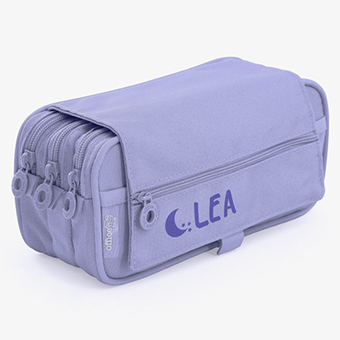 Purple Personalised Triple Pocket Pencil Case