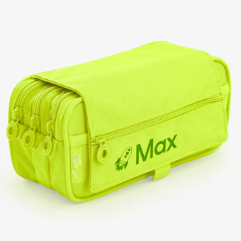 Florescent Personalised Triple Pocket Pencil Case