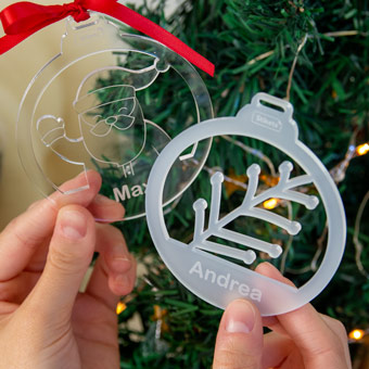 Personalized Carved Methacrylate Christmas Baubles