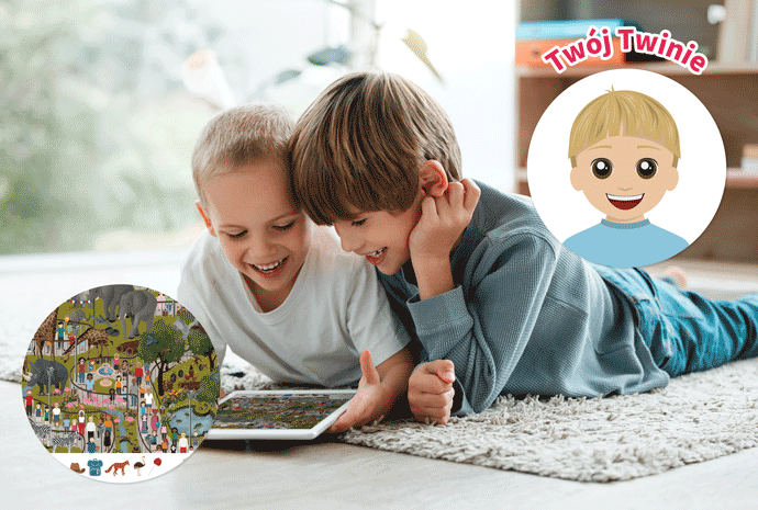 Gdzie jest mój Bliźniak (Twinie)? Personalizowana książeczka Stikets