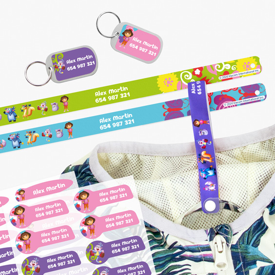 Dora The Explorer Hanging Loops, Iron-On Labels and Tags for Backpacks
