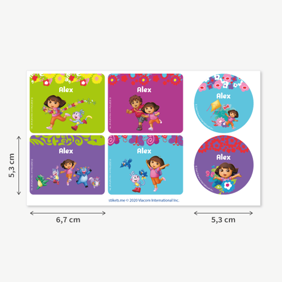 Dora the Explorer Name Labels for Water Bottles and Lunch Boxes