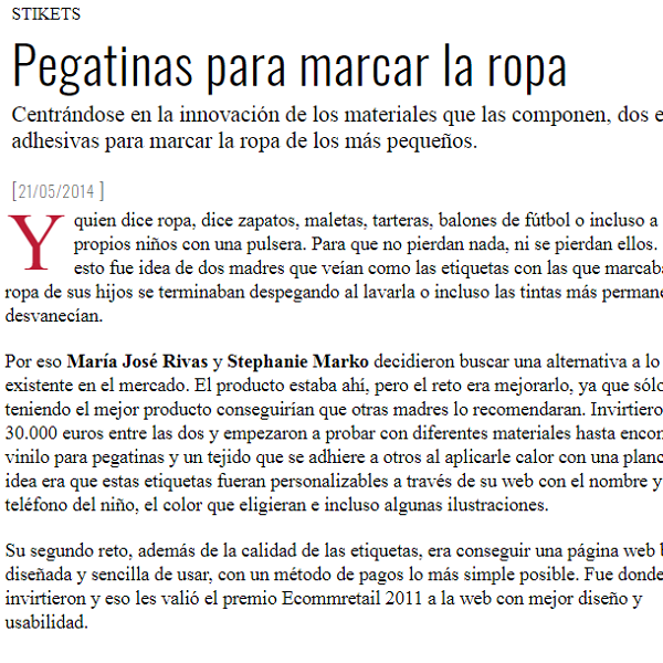 Pegatinas para marcar la ropa
