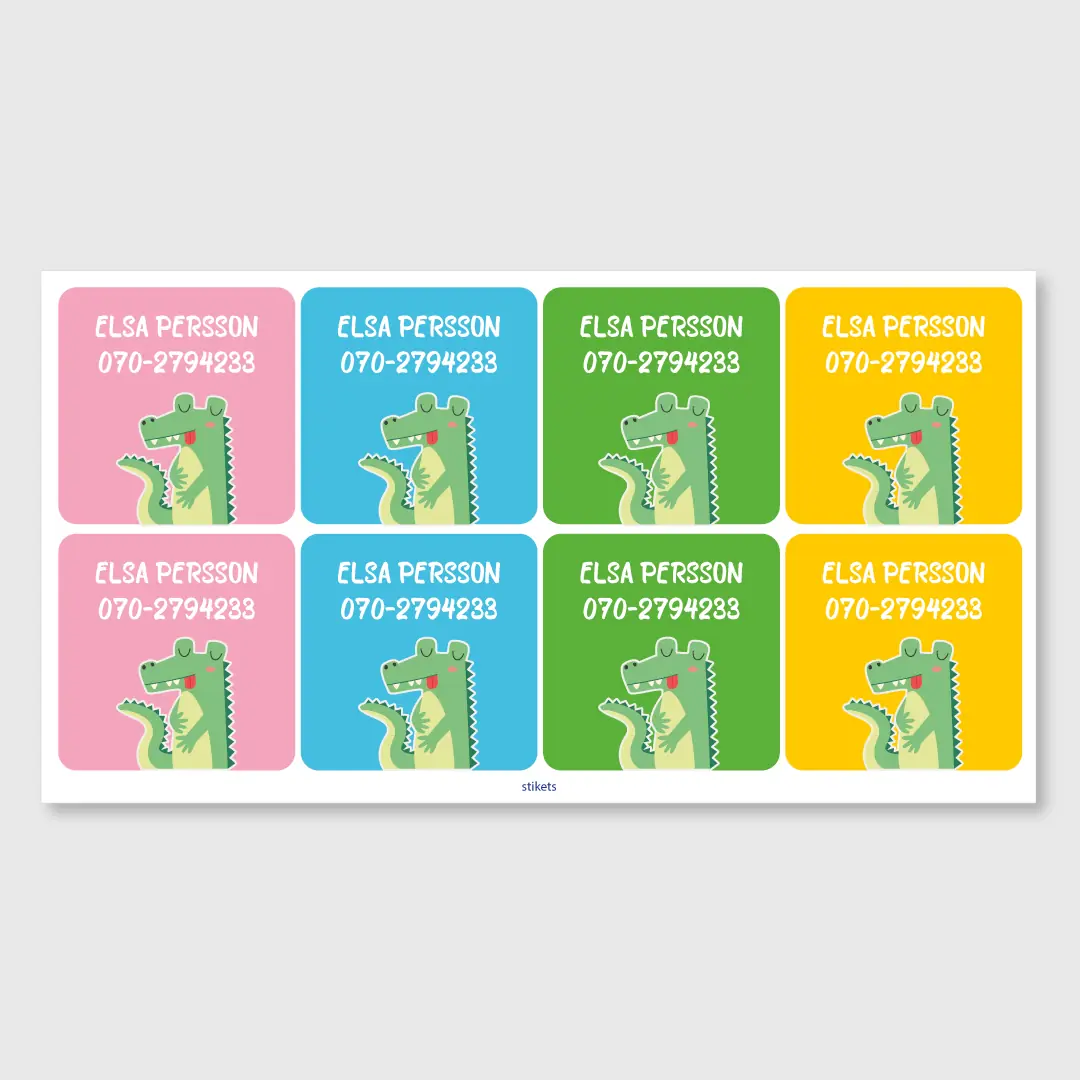 Stora fyrkantiga Strykfria Namnlappar 