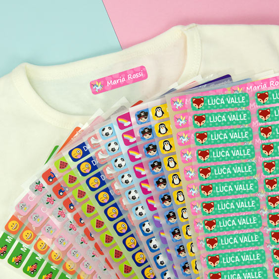 Set di 10 Etichette Termoadesive Scuola per Vestiti Bambina