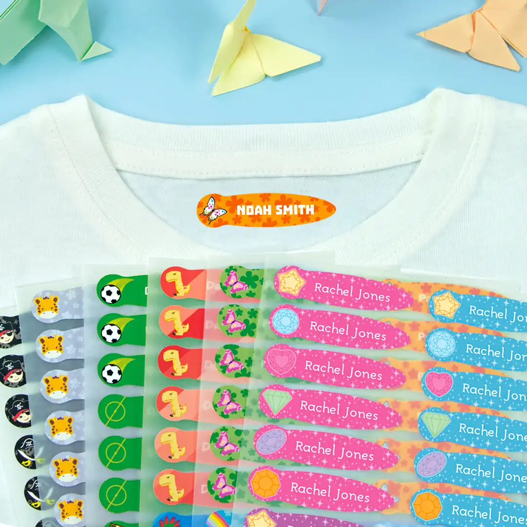 Small thematic iron-on labels