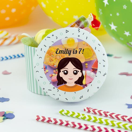 Round photo stickers for birthdays
