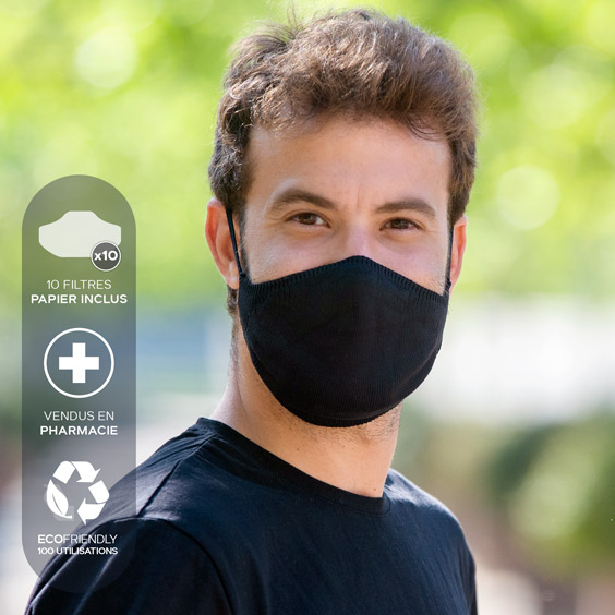 Masque de protection XL + recharge de 10 filtres papier
