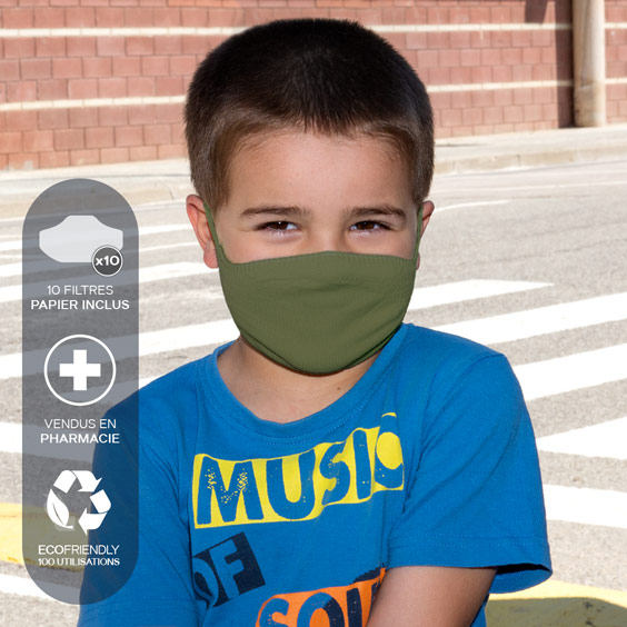 Masque de protection enfants 3/5 ans + recharge de 10 filtres papier