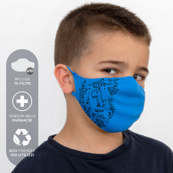 Mascherina antivirus personalizzabile per bambini da 3 a 5 anni + confezione da 10 filtri