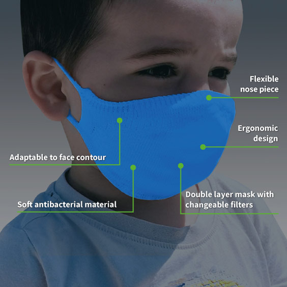 Mask for children from 3 to 5 years + Pack of 10 filters