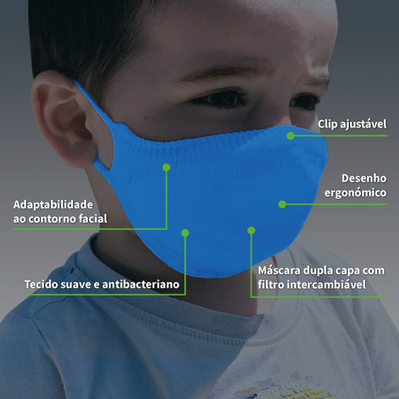 Máscara para crianças de 3 a 5 anos + Pack de 10 filtros