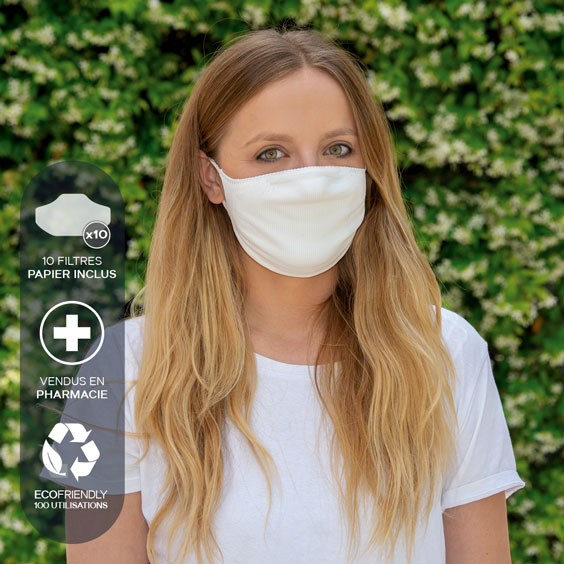 Masque de protection adultes + recharge de 10 filtres papier