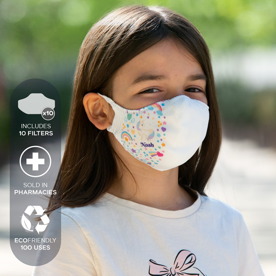 White Personalized antivirus face masks + a pack of 10 filters