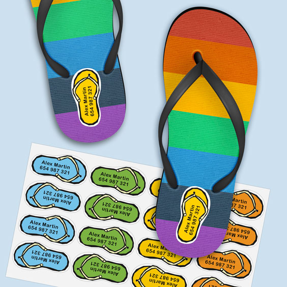 Flip flops shoe labels