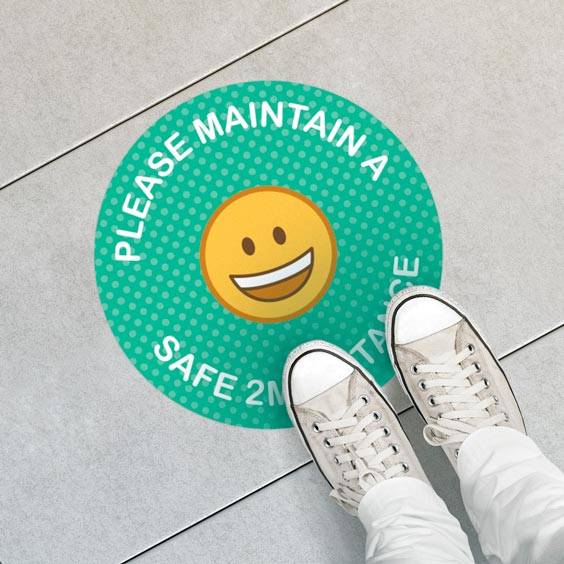 Round Personalized Safety Distance Floor Signs