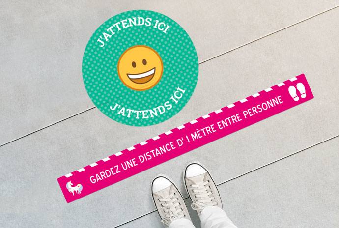 Pegatinas de distancia de seguridad para el suelo personalizados Pegatinas de distancia de seguridad para el suelo personalizados