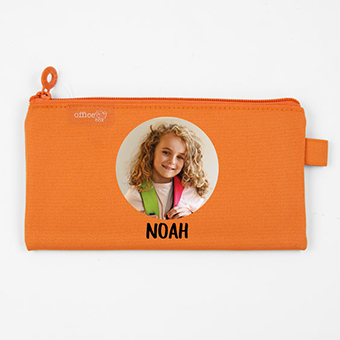 Orange Personalised Flat Photo School Pencil Case