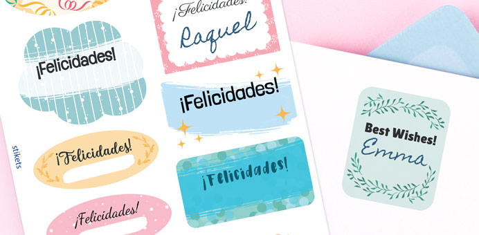 Etiquetas de felicidades