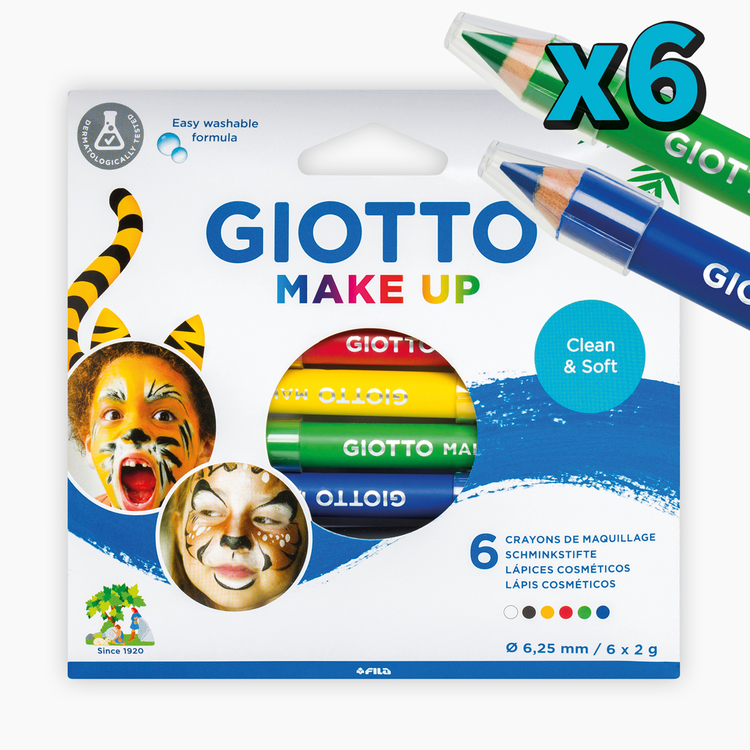 Set de 6 lápices de pintura para la cara de colores clásicos GIOTTO Make Up Set de 6 lápices de pintura para la cara de colores clásicos GIOTTO Make Up