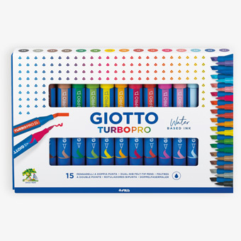 Caja de 15 rotuladores doble punta Giotto Turbo Pro
