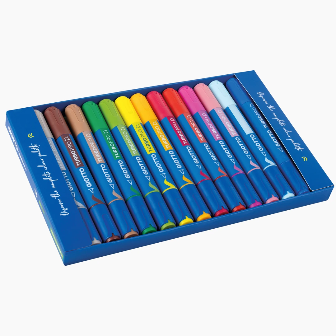 Caja de 15 rotuladores doble punta Giotto Turbo Pro