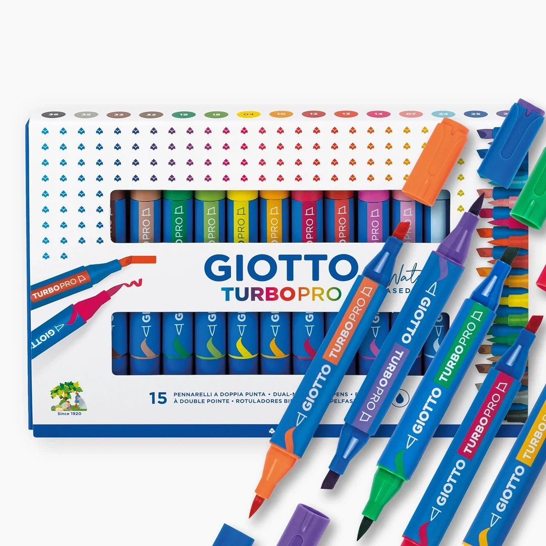 Caja de 15 rotuladores doble punta Giotto Turbo Pro