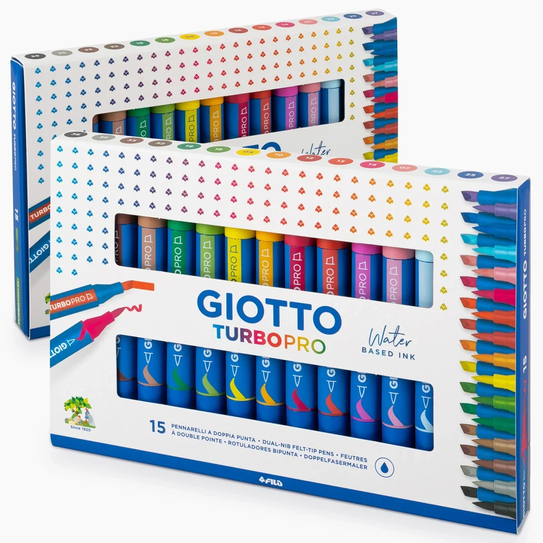 Caja de 15 rotuladores doble punta Giotto Turbo Pro