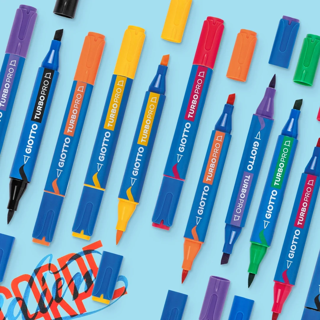 Caja de 15 rotuladores doble punta Giotto Turbo Pro