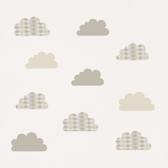 Grey, textured Clouds Wall Decals