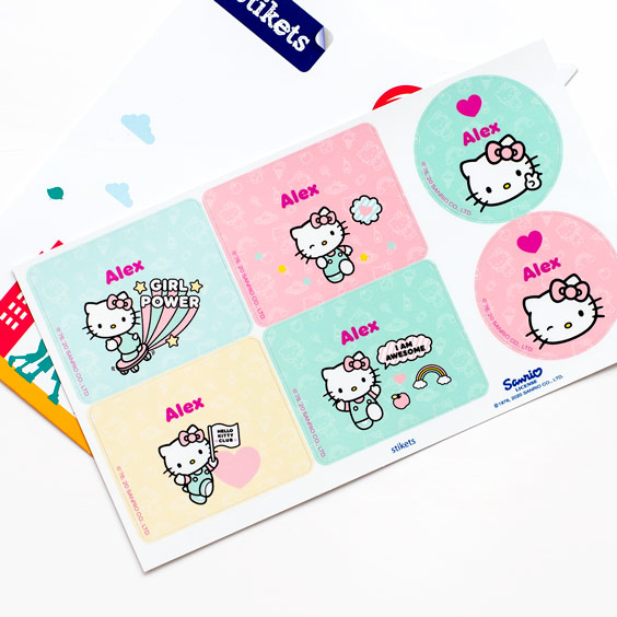 Hello Kitty Name Labels for Water Bottles and Lunch Boxes